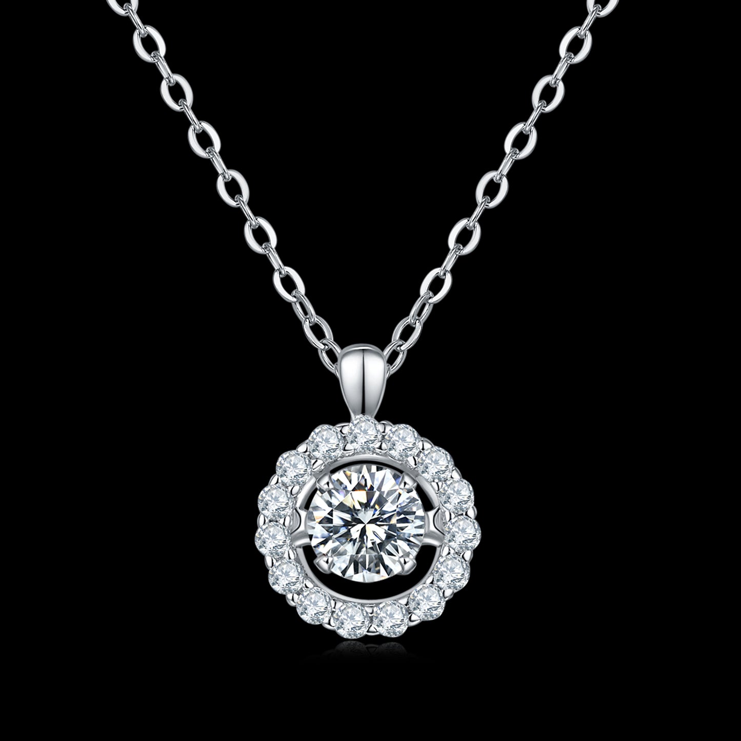 The Moving Moissanite Necklace: The Spinning Gem(GZMSYP-OLDD)