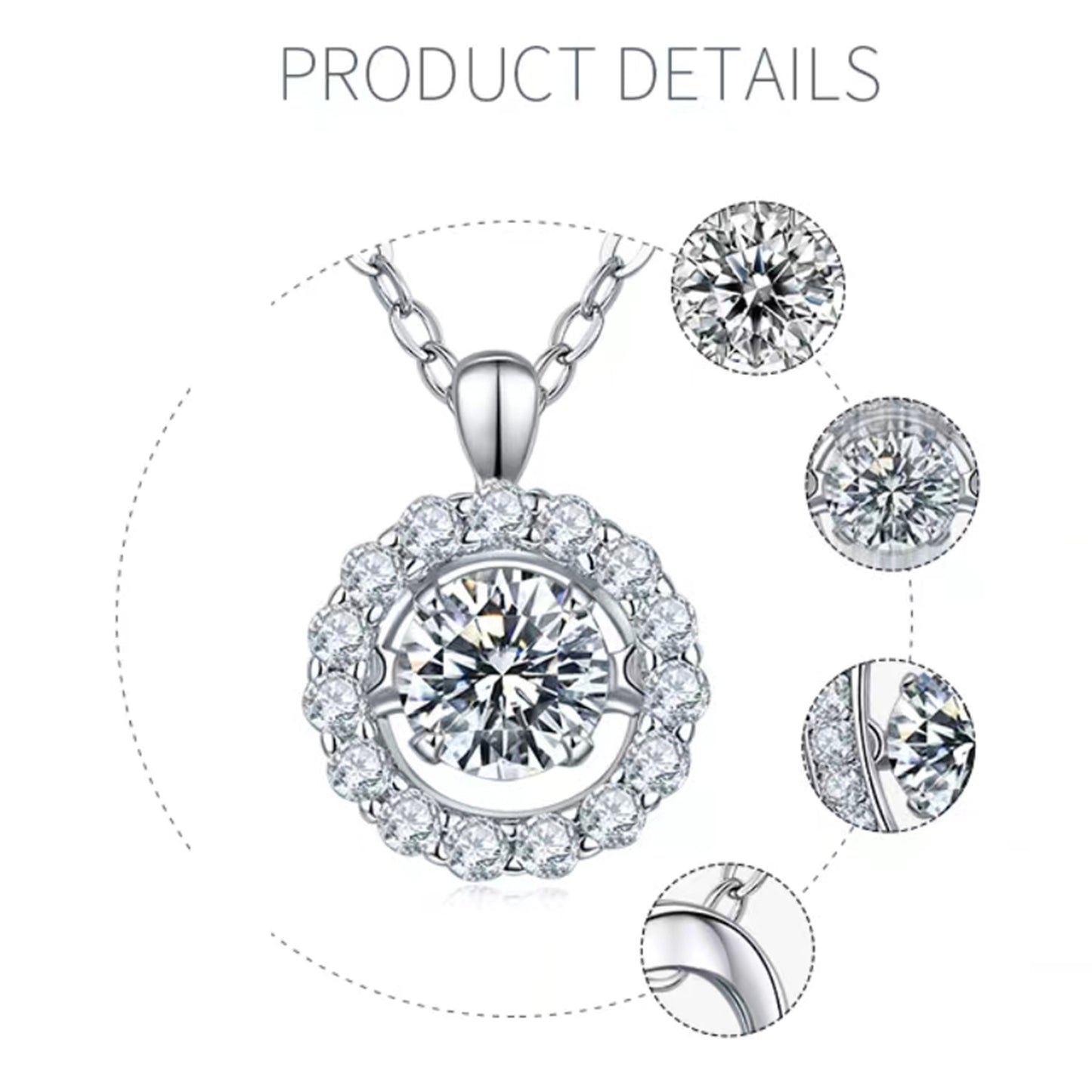 The Moving Moissanite Necklace: The Spinning Gem(GZMSYP-OLDD)