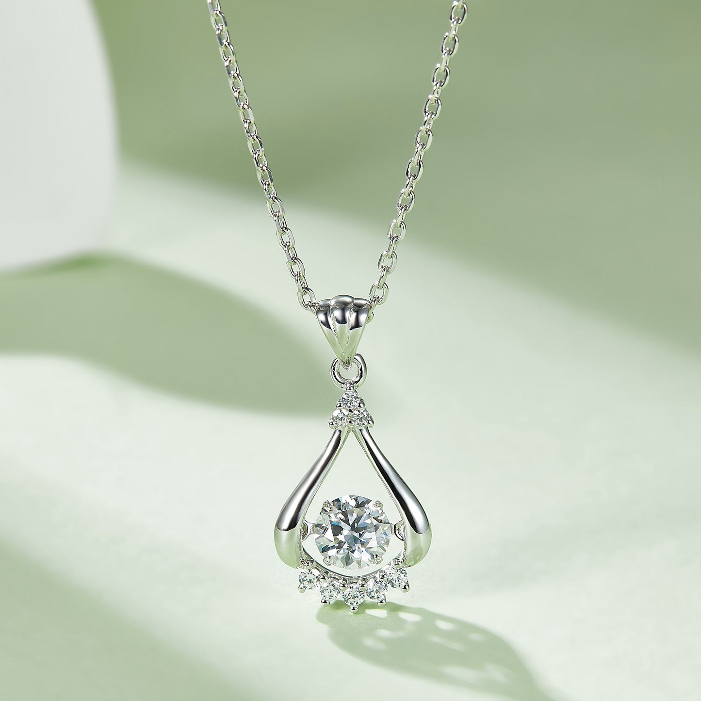 Spin Moissanite Pendant on Silver Chain:  Elegance(GZMSYP-OLDE)