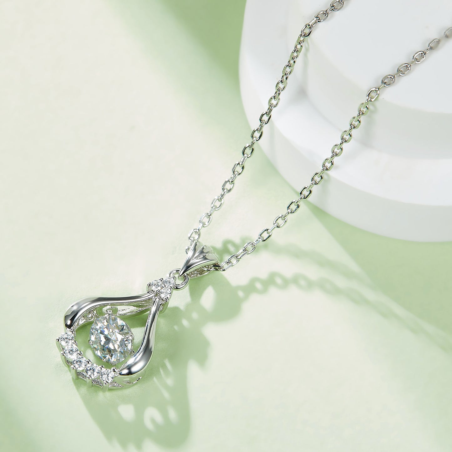 Spin Moissanite Pendant on Silver Chain:  Elegance(GZMSYP-OLDE)