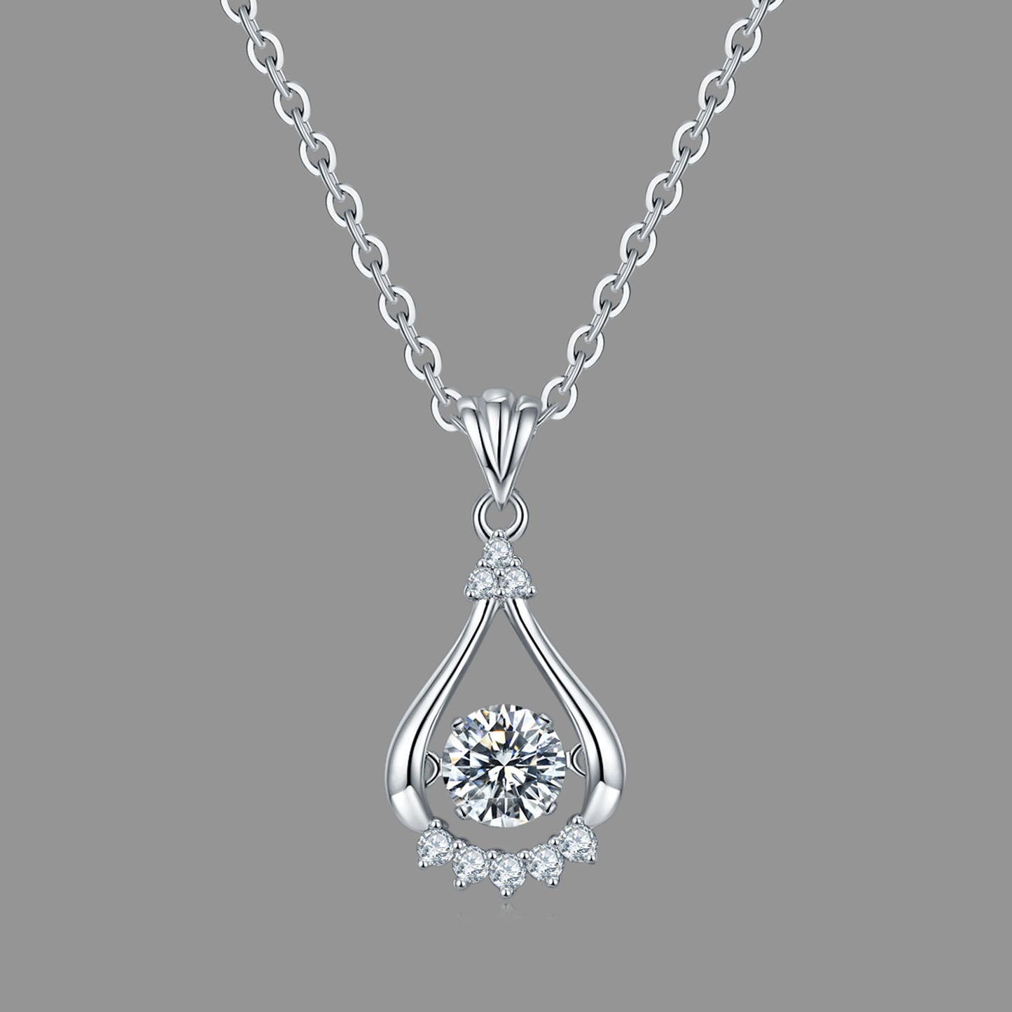 Spin Moissanite Pendant on Silver Chain:  Elegance(GZMSYP-OLDE)