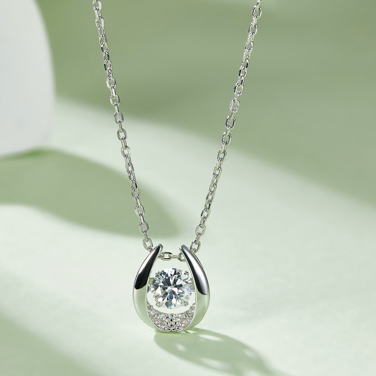 Whirling Radiance: Moissanite Necklace with Round Cut(GZMSYP-OLDF)