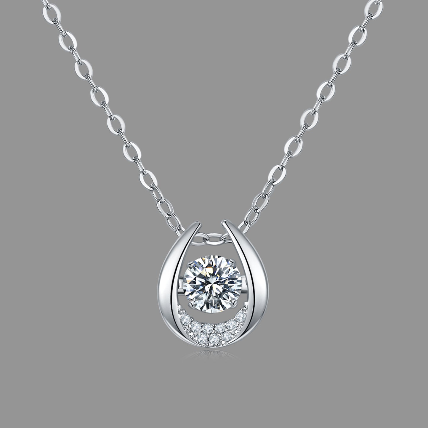 Whirling Radiance: Moissanite Necklace with Round Cut(GZMSYP-OLDF)