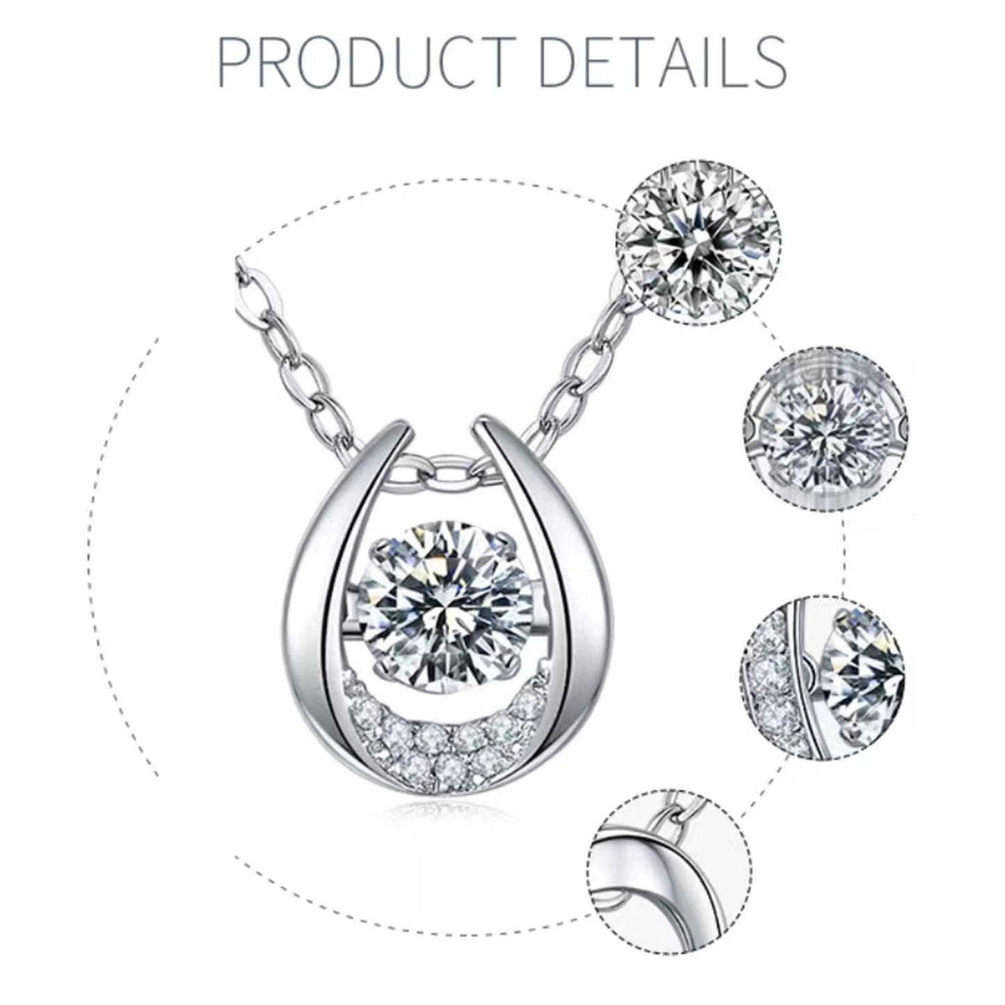 Whirling Radiance: Moissanite Necklace with Round Cut(GZMSYP-OLDF)