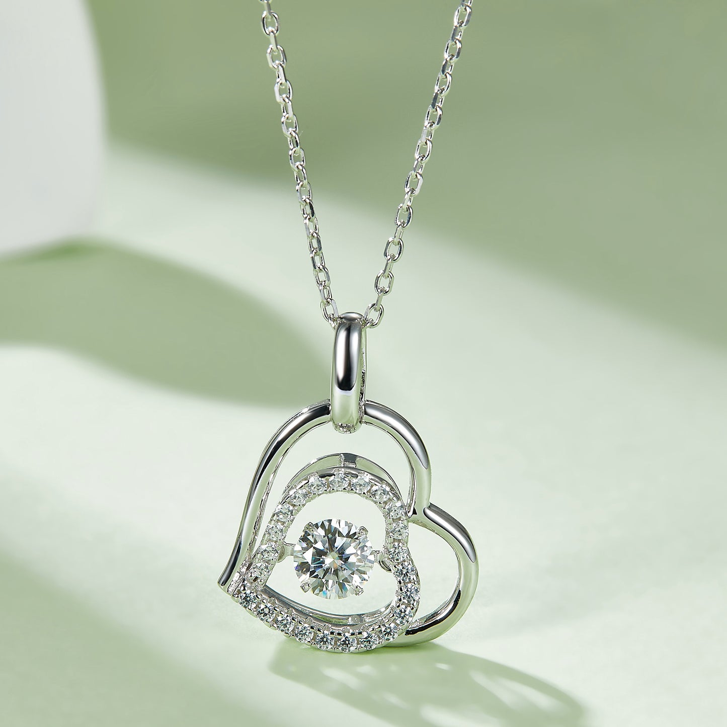 Spin Moissanite Necklace in Sterling Silver: Turn to Shine(GZMSYP-OLDG)