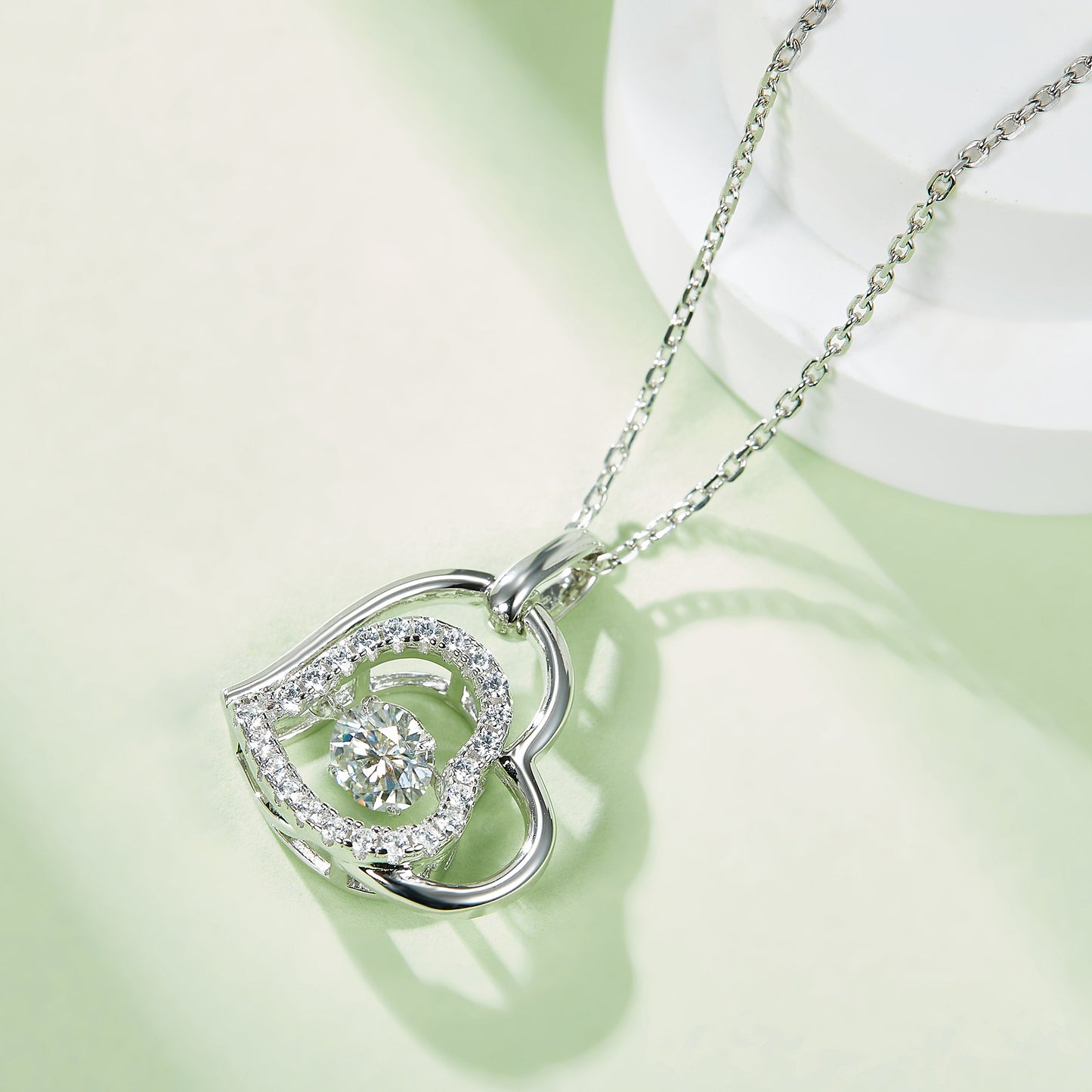 Spin Moissanite Necklace in Sterling Silver: Turn to Shine(GZMSYP-OLDG)