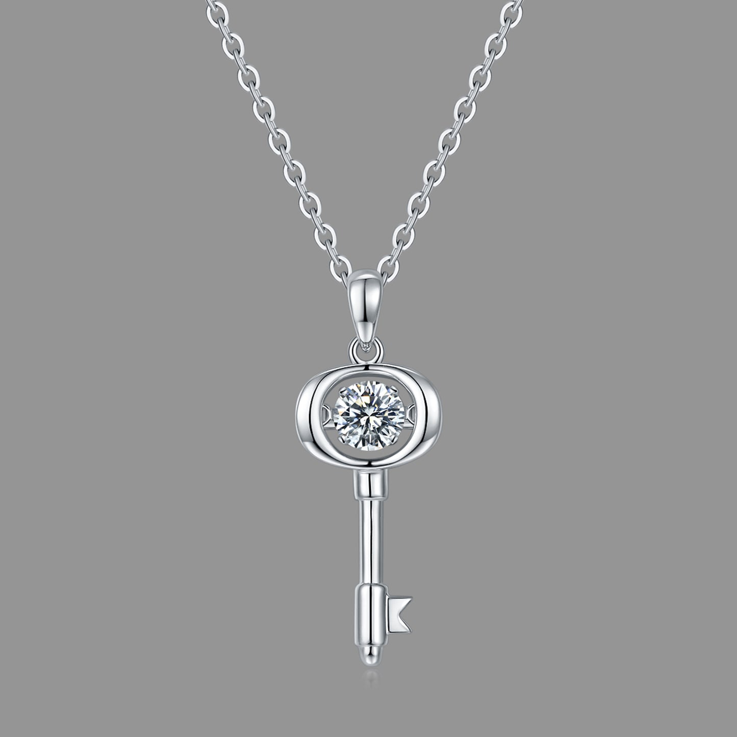 Moissanite pendant with rotating brilliance on a silver chain(GZMSYP-OLDI)