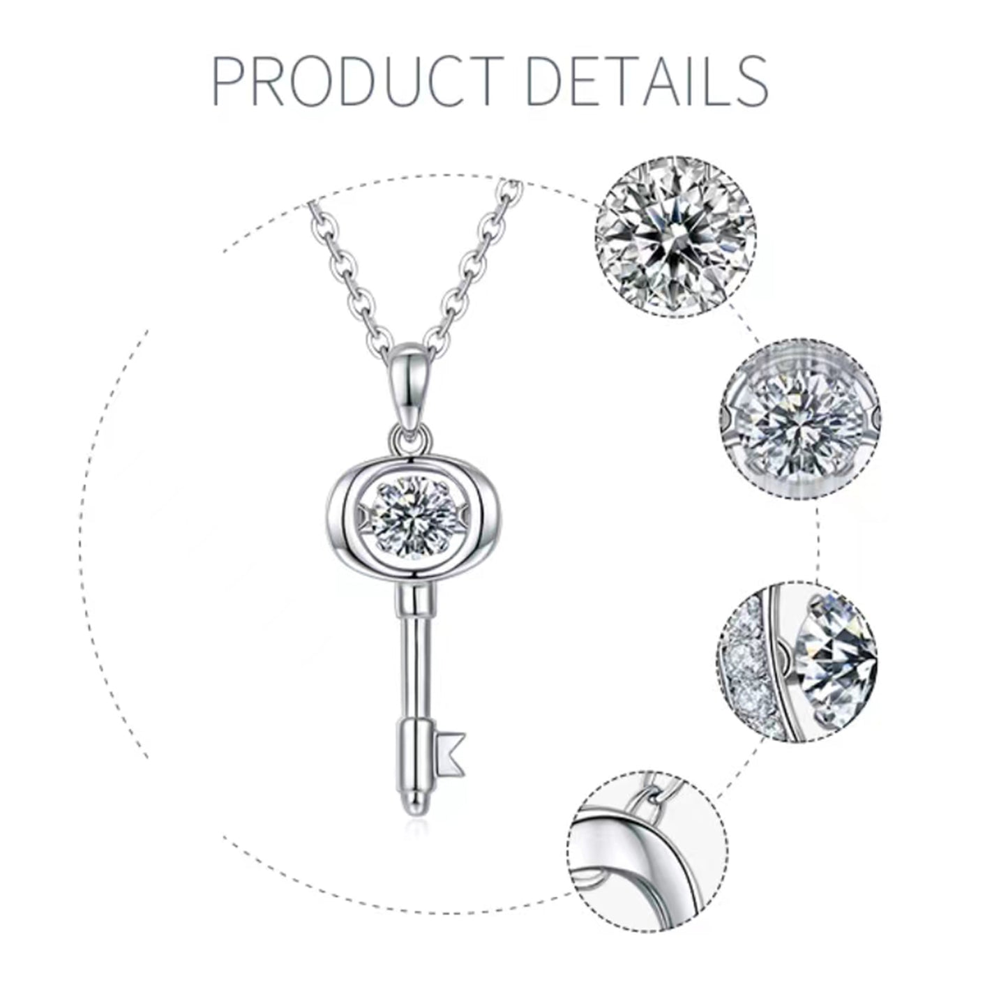 Moissanite pendant with rotating brilliance on a silver chain(GZMSYP-OLDI)