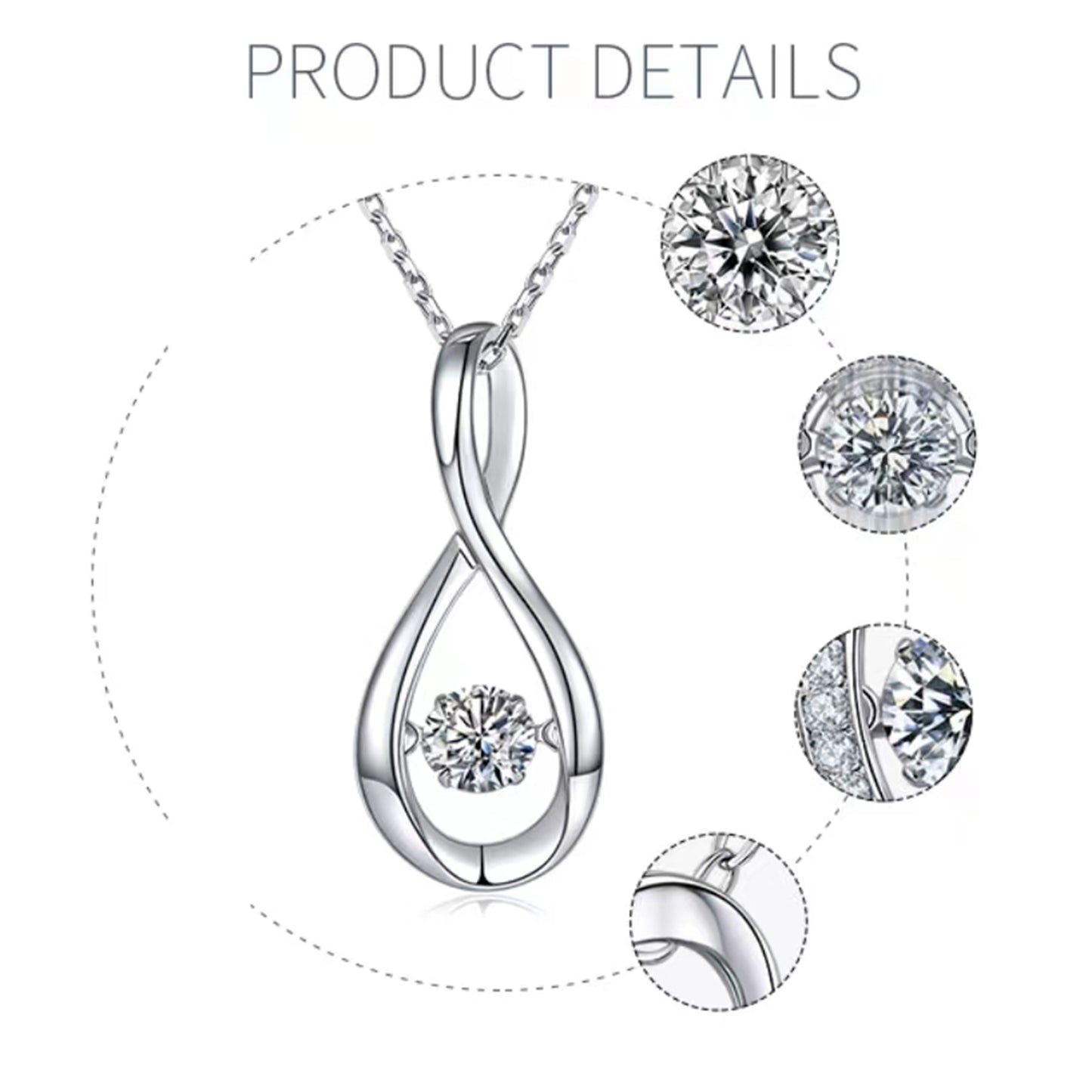 Necklace with Round Cut Moissanite That Spins and Sparkles(GZMSYP-OLDO)