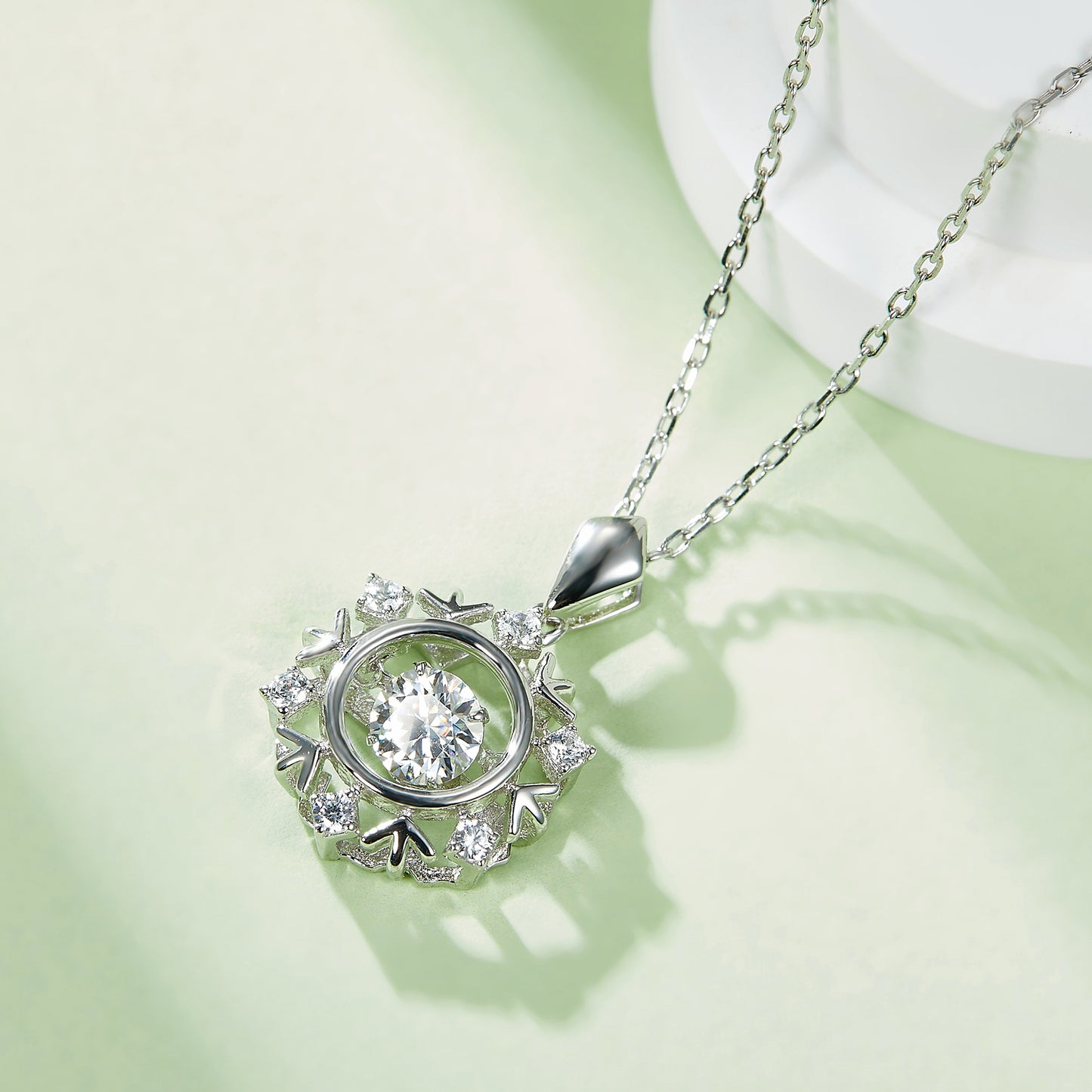 Moissanite Pendant with an Infinite Sparkle Spin in Silver(GZMSYP-OLDQ)