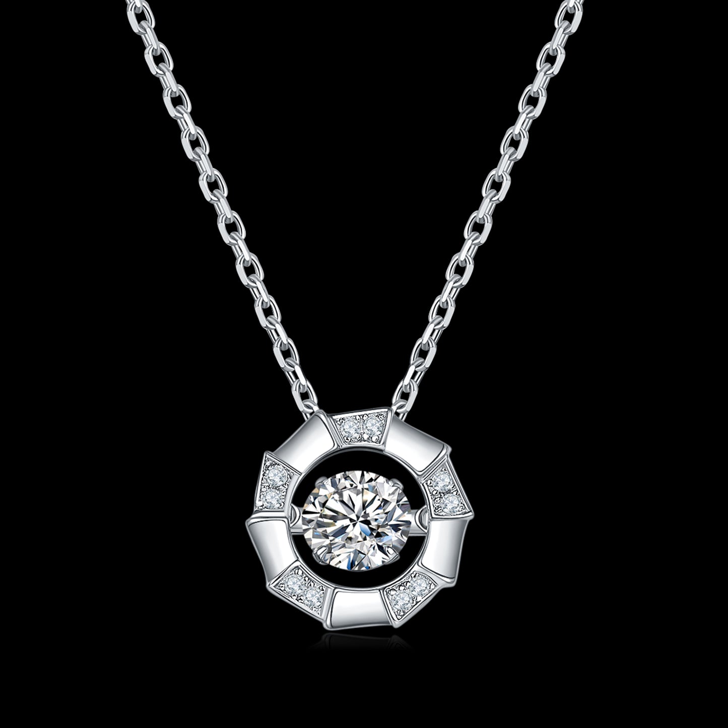 Rotatable Moissanite Necklace: Spinning Beauty(GZMSYP-OLDR)