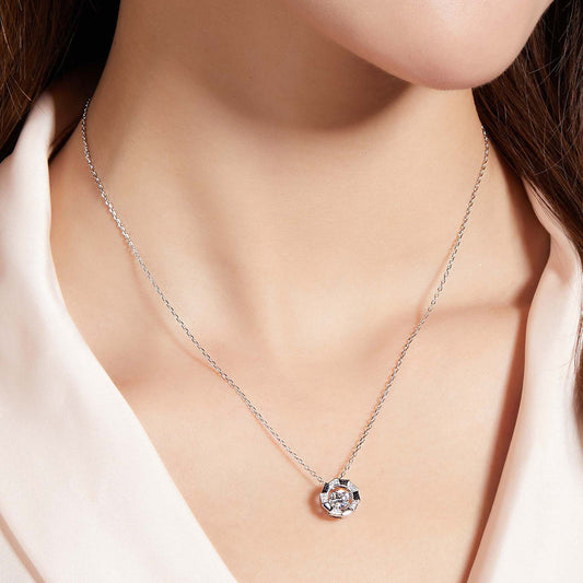 Rotatable Moissanite Necklace: Spinning Beauty(GZMSYP-OLDR)