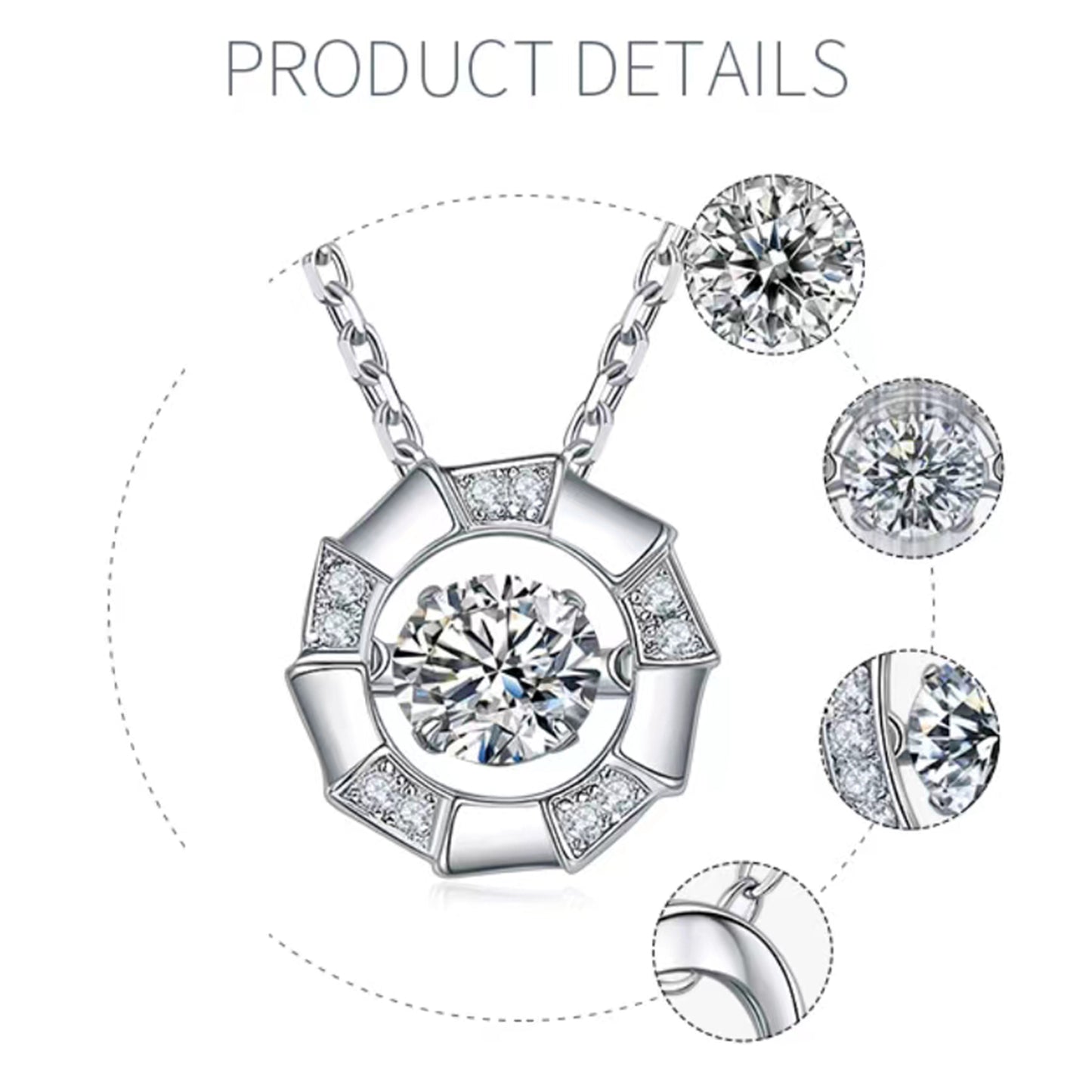 Rotatable Moissanite Necklace: Spinning Beauty(GZMSYP-OLDR)