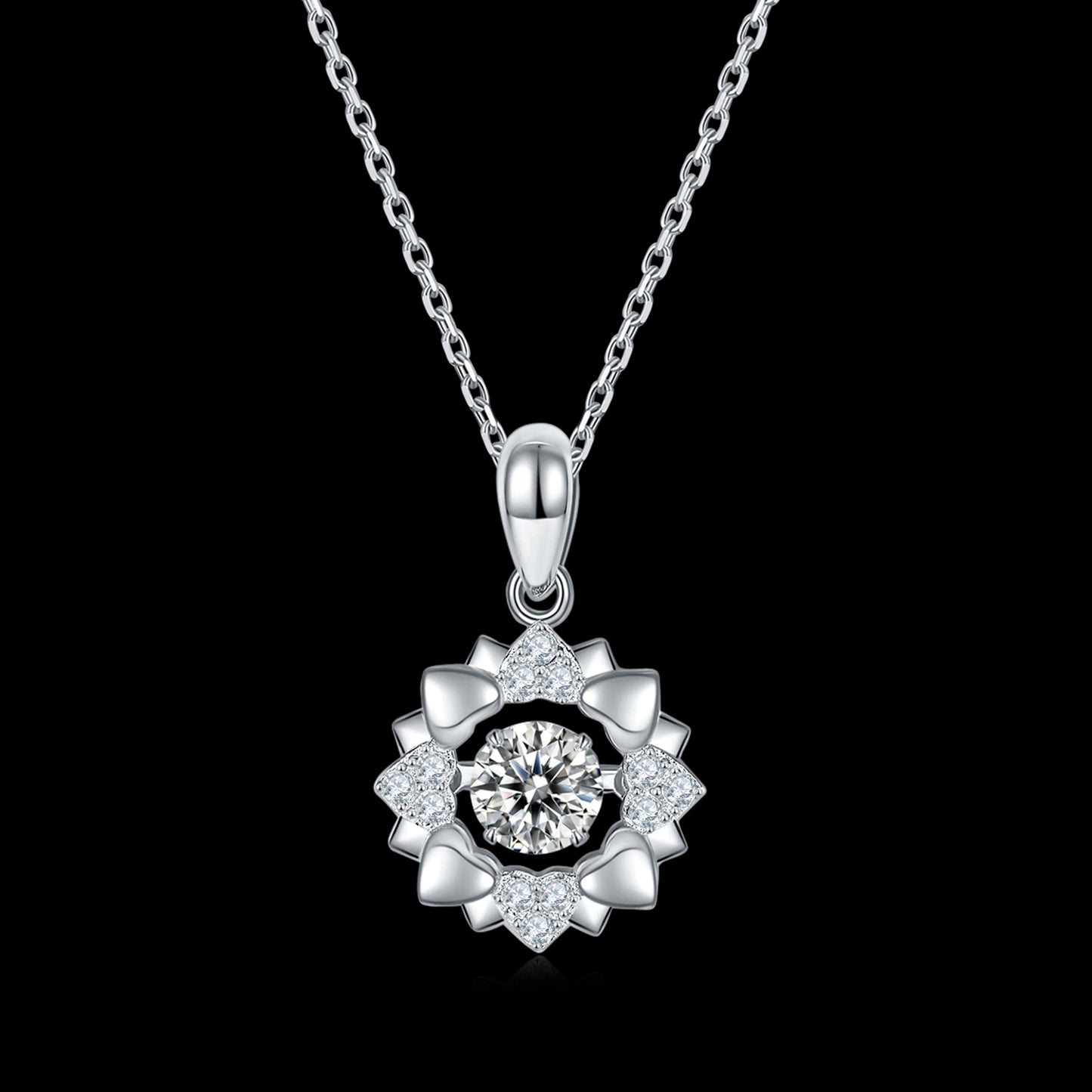 Moissanite Necklace with Spinning Radiant Revolution(GZMSYP-OLDT)