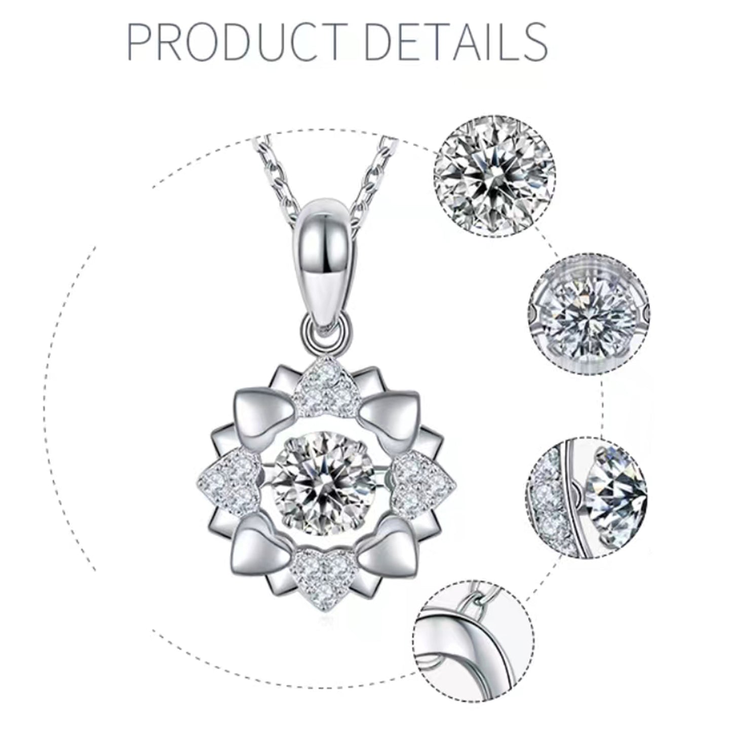 Moissanite Necklace with Spinning Radiant Revolution(GZMSYP-OLDT)