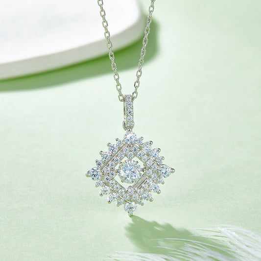 Spin Moissanite Necklace in Sterling Silver: Turn to Shine(GZMSYP-OLDV)