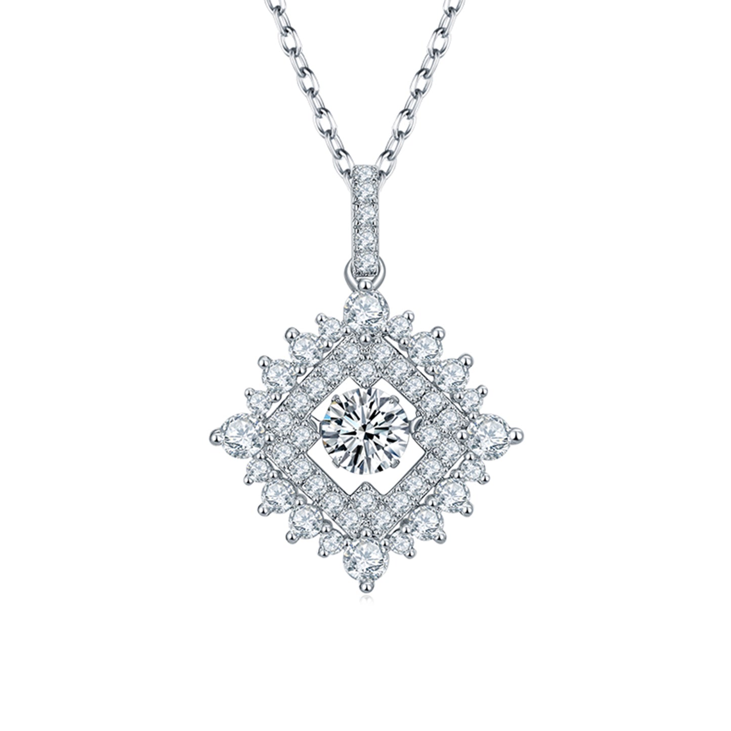 Spin Moissanite Necklace in Sterling Silver: Turn to Shine(GZMSYP-OLDV)