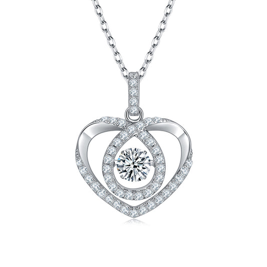 Moissanite pendant with rotating brilliance on a silver chain(GZMSYP-OLDW)