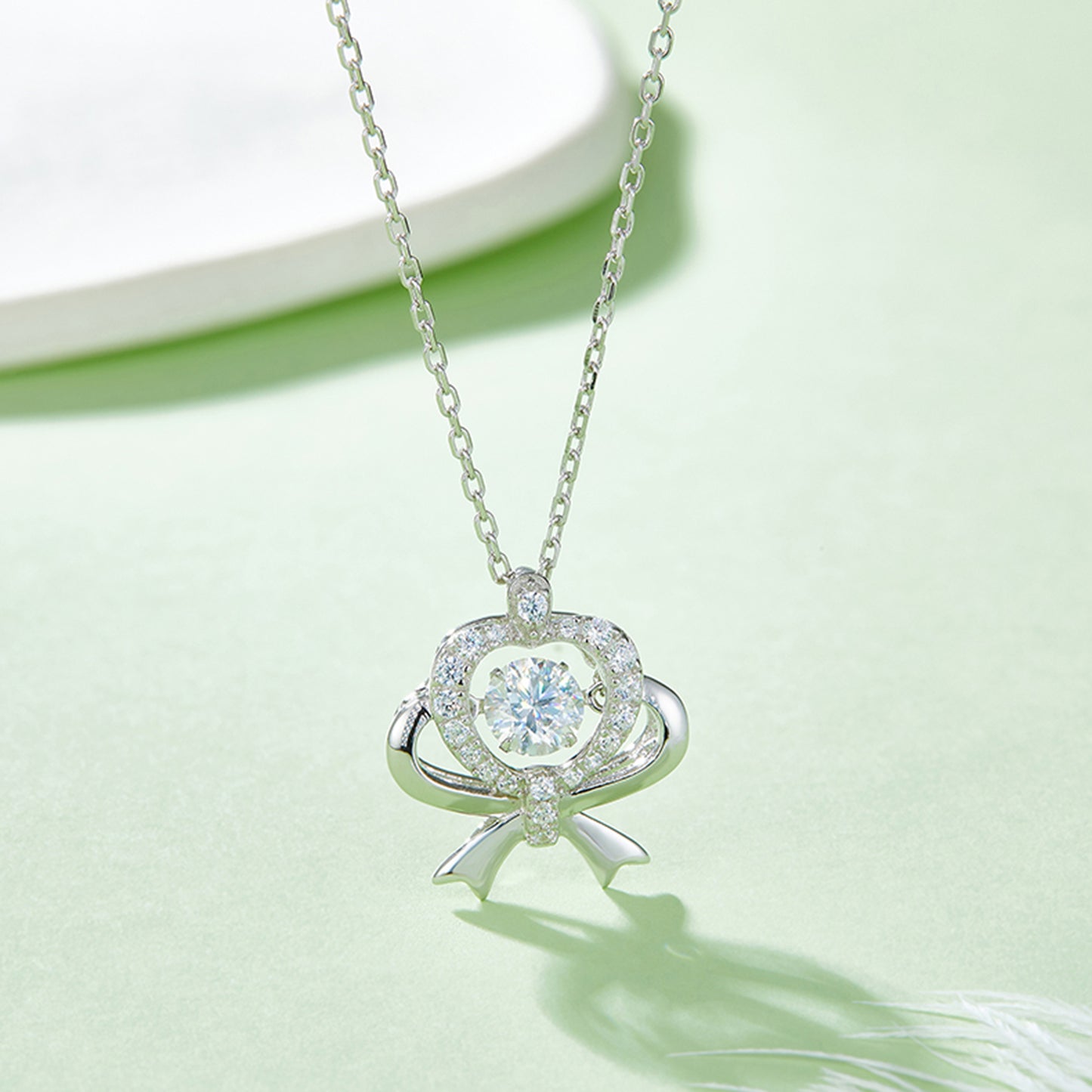 Spin Moissanite Necklace in Sterling Silver: Turn to Shine(GZMSYP-OLDY)