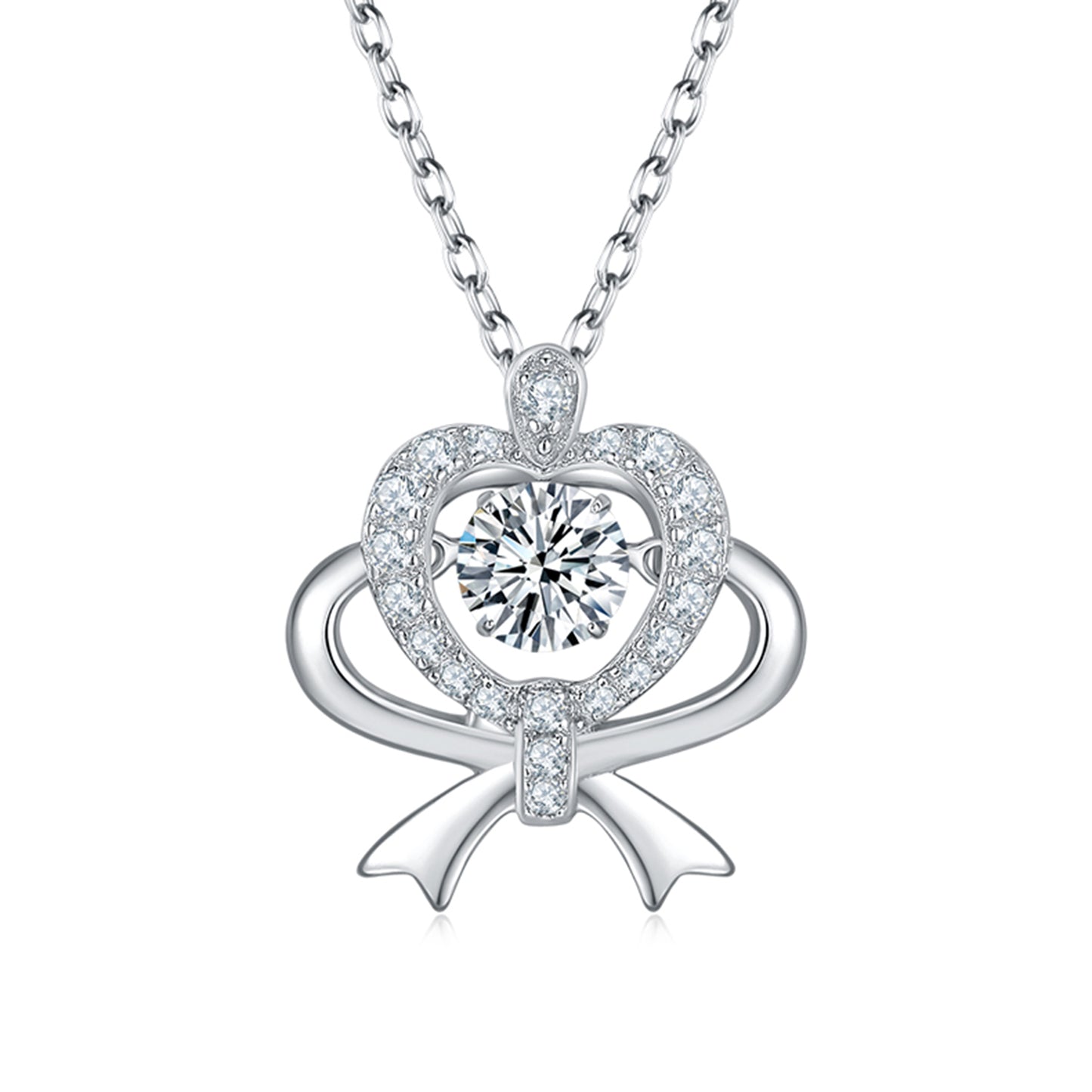 Spin Moissanite Necklace in Sterling Silver: Turn to Shine(GZMSYP-OLDY)