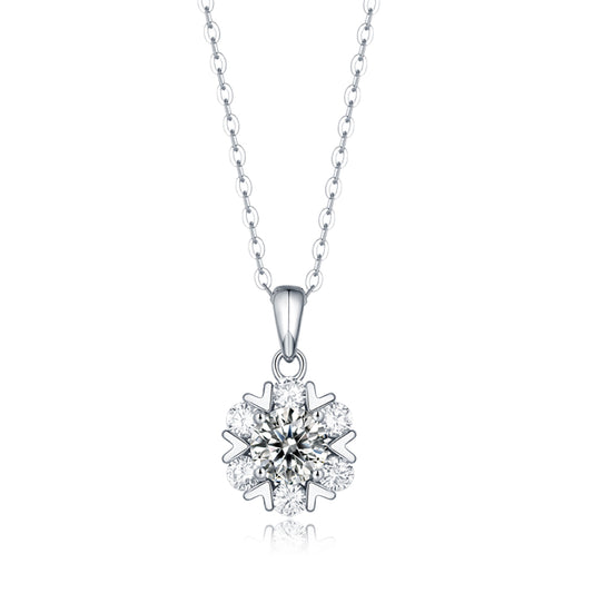 Timeless Elegance: Classic 6.5mm Round Moissanite Necklace with Silver Chain(GZJZ-P10470-6.5)