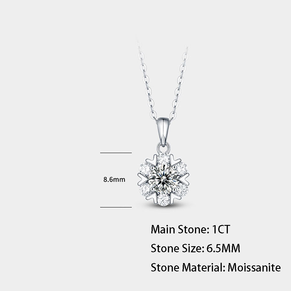 Timeless Elegance: Classic 6.5mm Round Moissanite Necklace with Silver Chain(GZJZ-P10470-6.5)