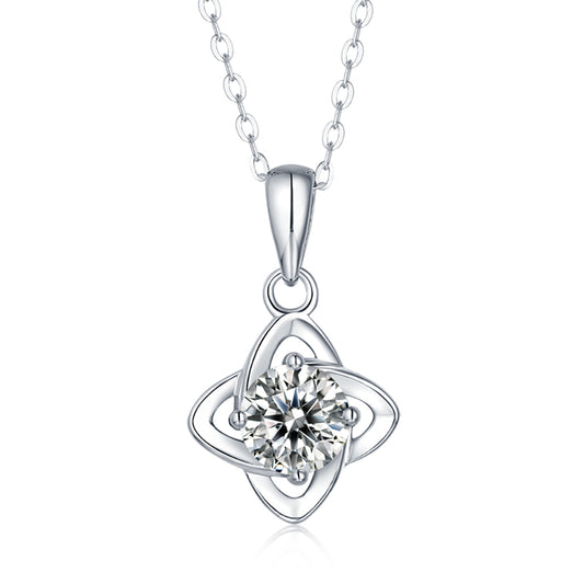 Shiny Sterling Silver 1 Carat Moissanite Solitaire Necklace(GZJZ-P10471-6.5)