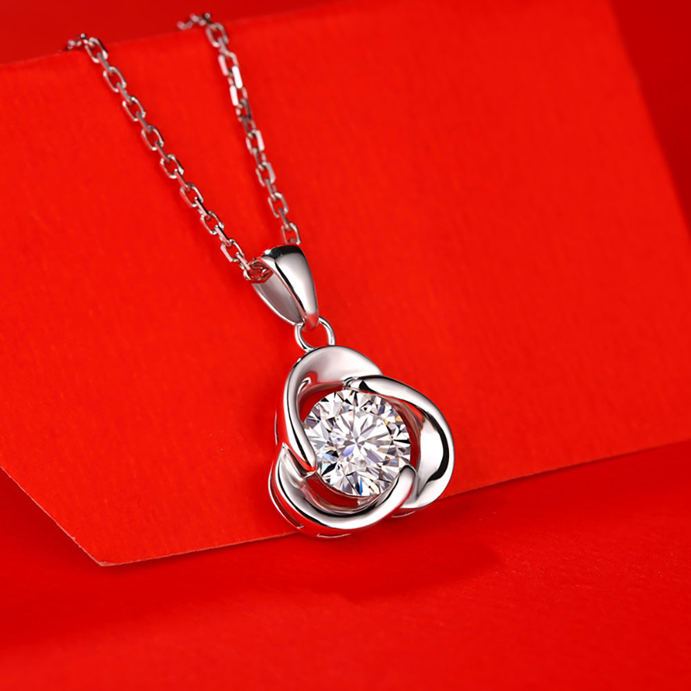 1ct Round Cut Necklace with S925 Chain, Moissanite Majesty(GZJZ-P10672-6.5MM)