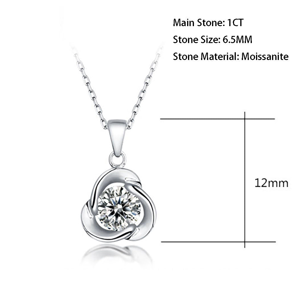 1ct Round Cut Necklace with S925 Chain, Moissanite Majesty(GZJZ-P10672-6.5MM)