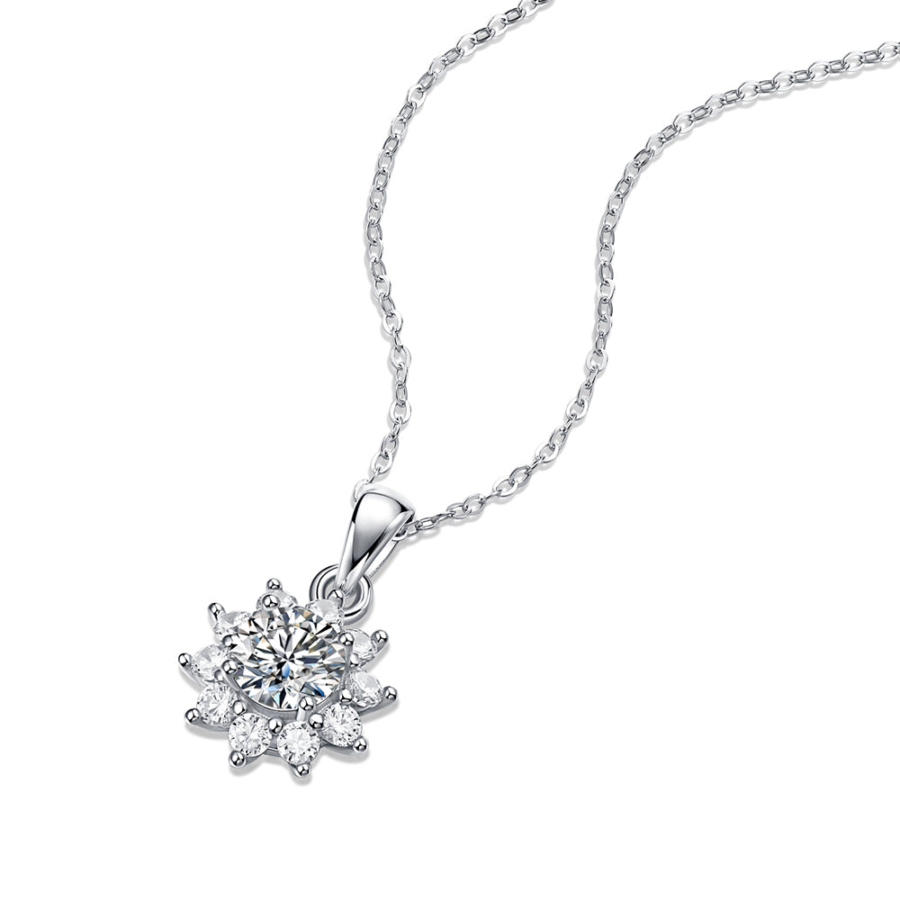 Gorgeous Silver Chain Moissanite Necklace with a Round Cut Moissanite(GZJZ-P10771-6.5)