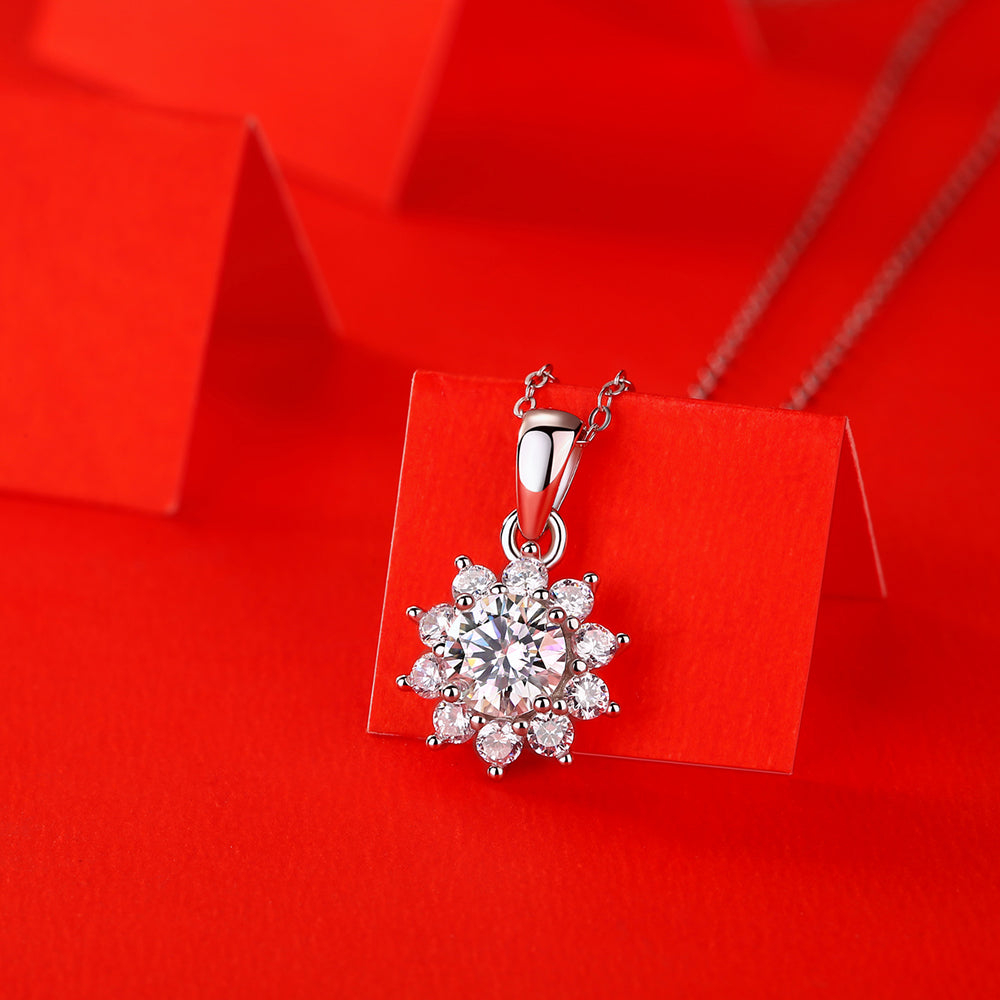 Gorgeous Silver Chain Moissanite Necklace with a Round Cut Moissanite(GZJZ-P10771-6.5)