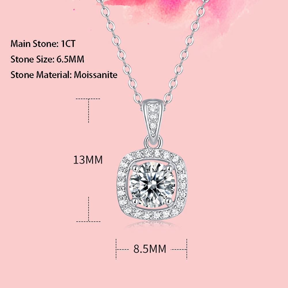 1 Carat Moissanite Solitaire Necklace in Sterling Silver with Radiant Brilliance(GZJZ-P10875-6.5)