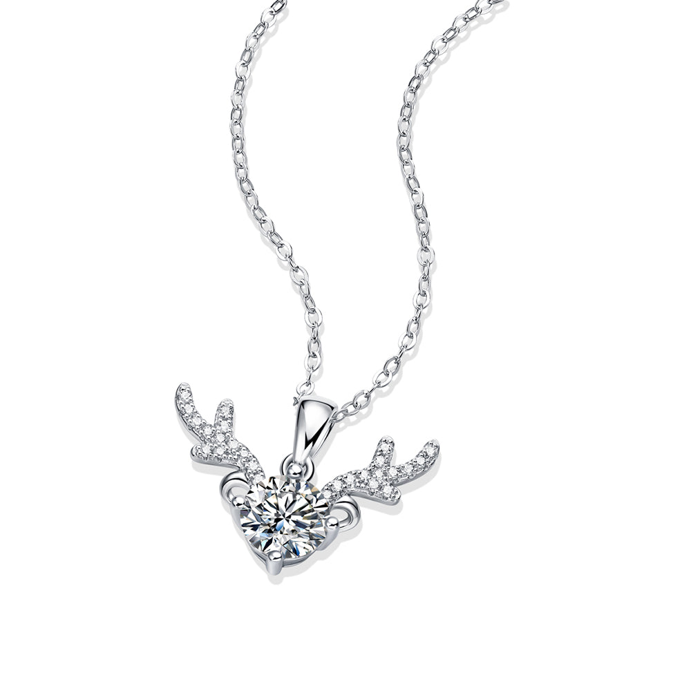 Elegant and timeless jewelry: 1ct Round Cut Moissanite Necklace with S925 Silver Chain(GZJZ-P11165-6.5)