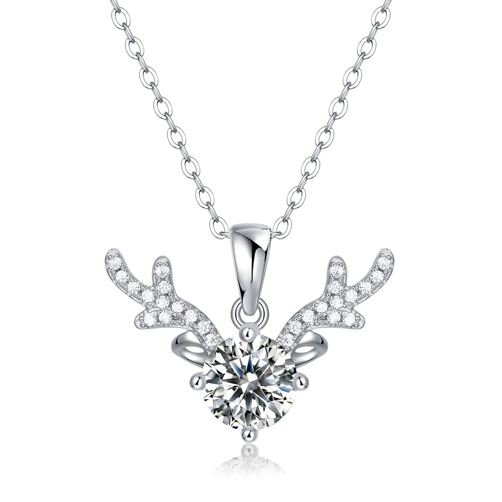 Elegant and timeless jewelry: 1ct Round Cut Moissanite Necklace with S925 Silver Chain(GZJZ-P11165-6.5)