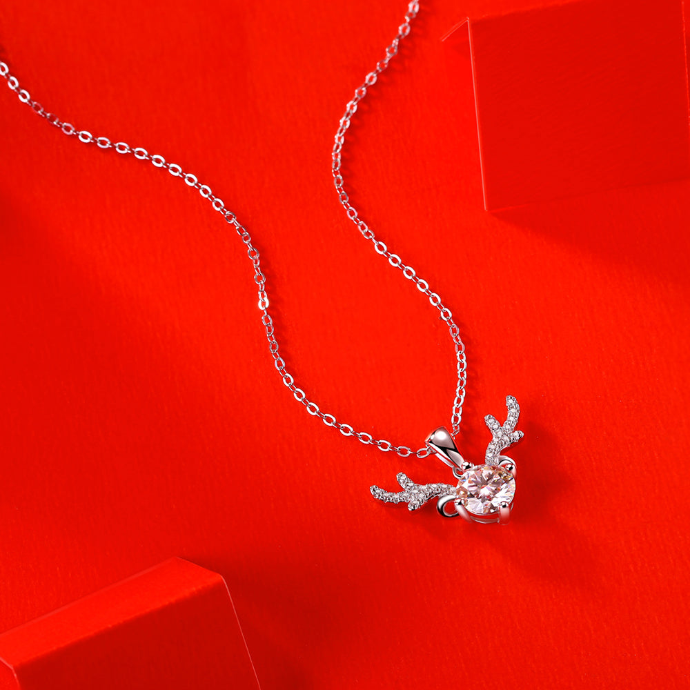 Graceful and glitzy 6.5mm Moissanite Beauty on S925 Chain(GZJZ-P11165-6.5)