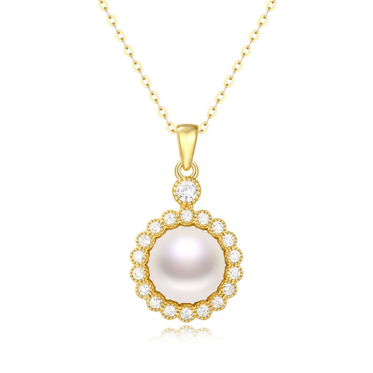 Sterling silver necklace with luminous pearls in "Pearl Perfection(GZJZ-P11353)