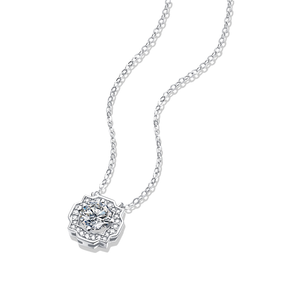 Necklace with 6.5mm Moissanite Solitaire in S925 Sterling Silver Delight(GZJZ-P11355-6.5MM)