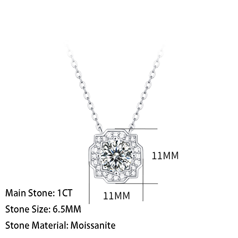 Necklace with 6.5mm Moissanite Solitaire in S925 Sterling Silver Delight(GZJZ-P11355-6.5MM)