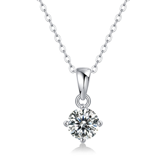 t Moissanite Pendant on Silver Chain: Stunning Simplicity(GZJZ-P11446-6.5MM)