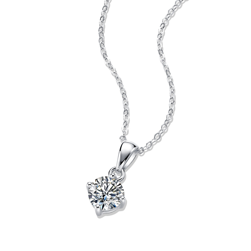 t Moissanite Pendant on Silver Chain: Stunning Simplicity(GZJZ-P11446-6.5MM)