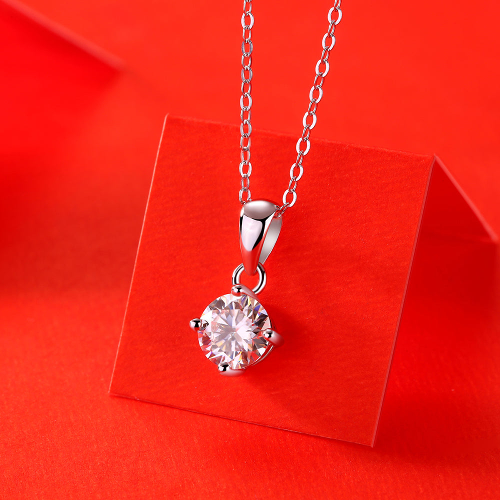 t Moissanite Pendant on Silver Chain: Stunning Simplicity(GZJZ-P11446-6.5MM)