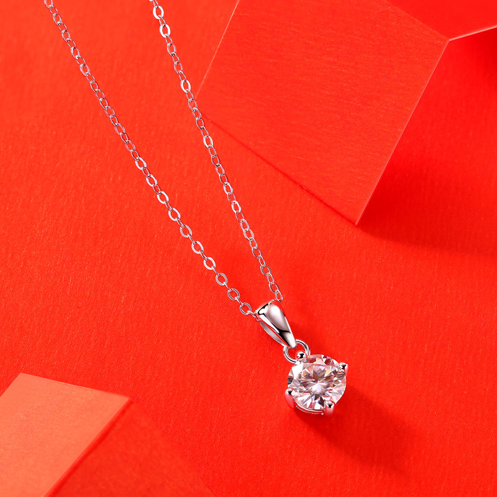 t Moissanite Pendant on Silver Chain: Stunning Simplicity(GZJZ-P11446-6.5MM)