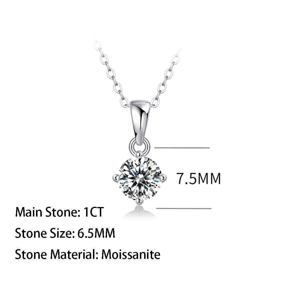 t Moissanite Pendant on Silver Chain: Stunning Simplicity(GZJZ-P11446-6.5MM)