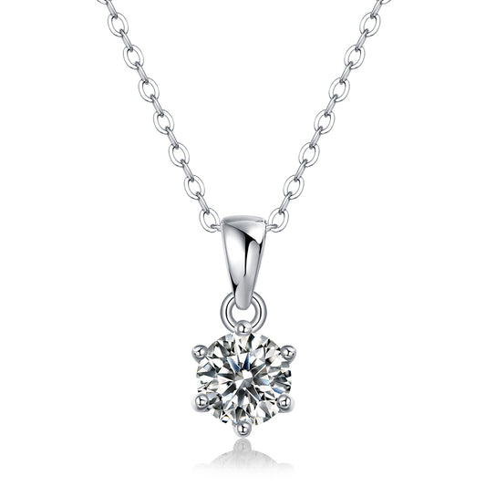 Round Cut Moissanite Necklace in S925 Silver is a stylish sparkler.(GZJZ-P11448-6.5MM)