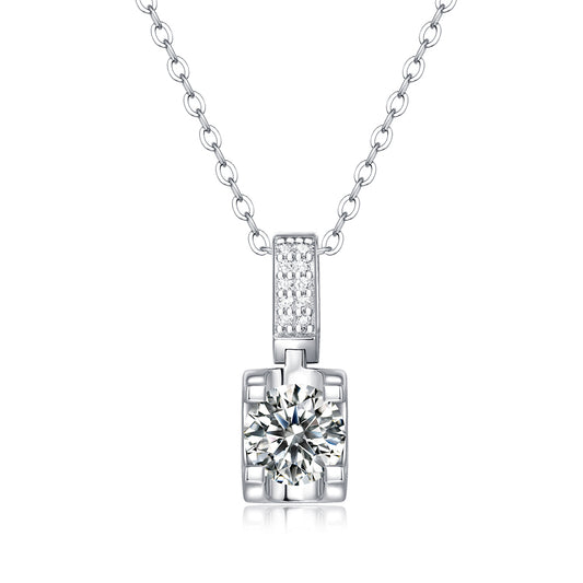 1 Carat Moissanite Solitaire Necklace in Sterling Silver with Radiant Brilliance(GZJZ-P11549-6.5MM)