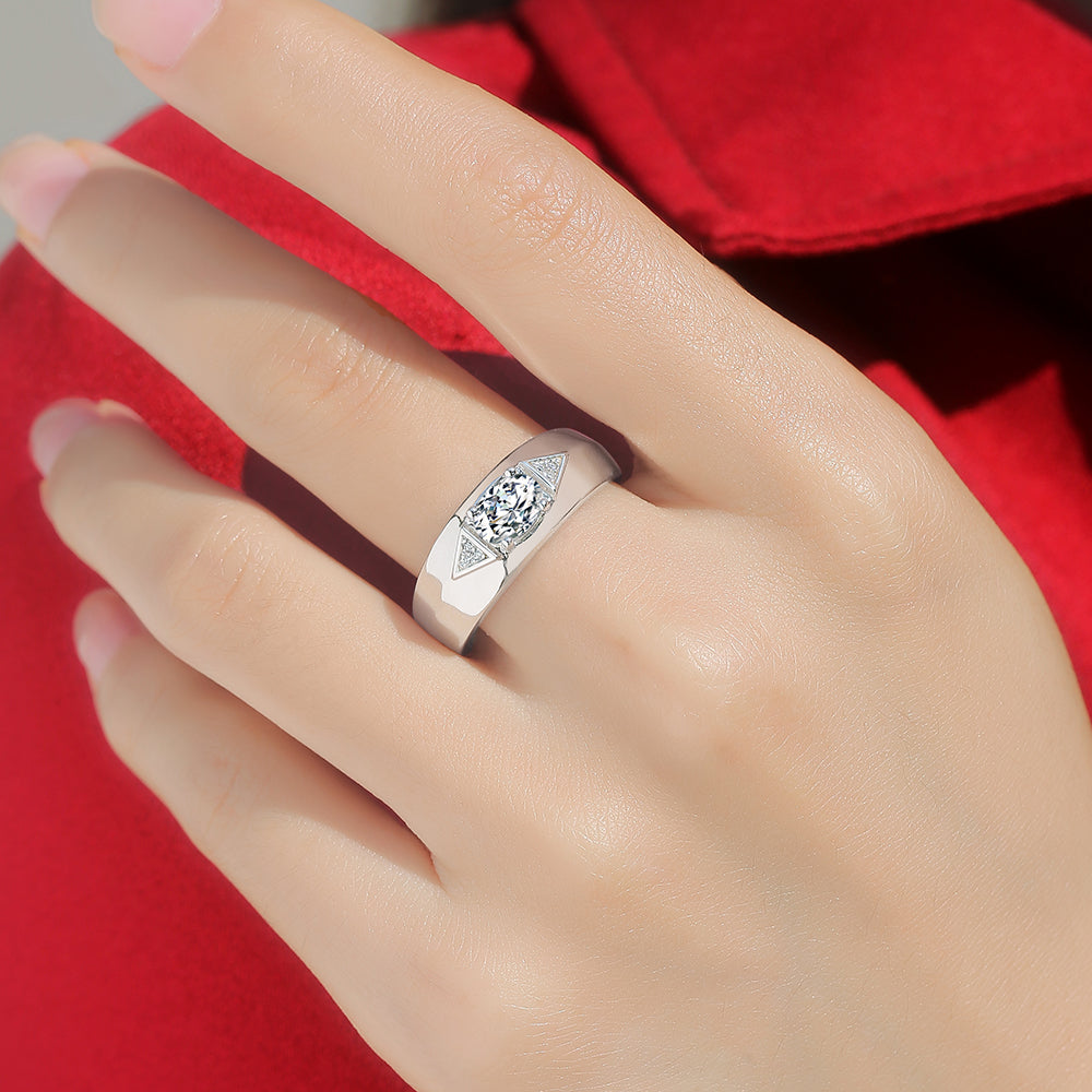 Silver Ring with Dazzling Brilliance and Moissanite Magic(GZJZ-P11769)