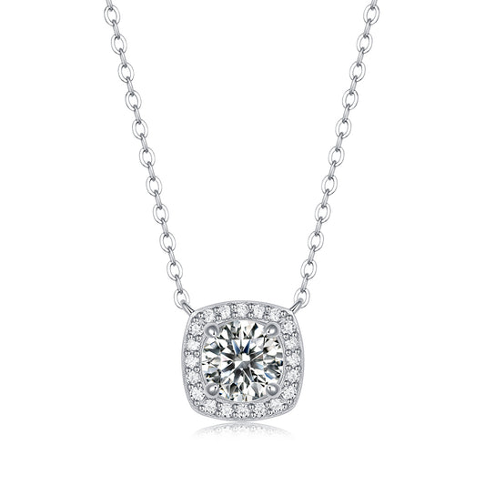 Round Moissanite Pendant on Sterling Silver Necklace in Dazzling Brilliance(GZJZ-P12687-6.5MM)