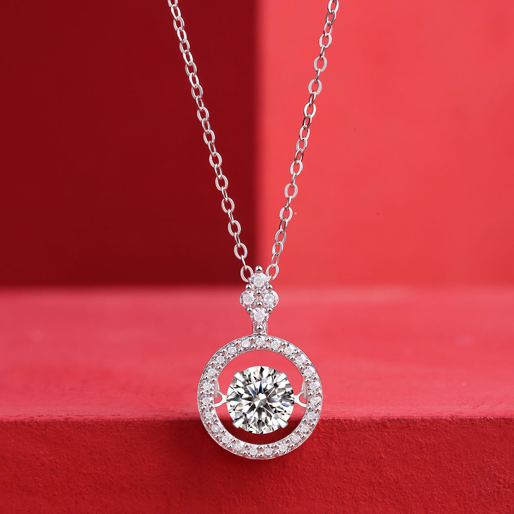 Classic Simplicity: 1ct Moissanite Beauty on S925 Silver Chain(GZJZ-P13318-6.5MM)