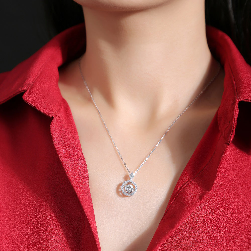 Classic Simplicity: 1ct Moissanite Beauty on S925 Silver Chain(GZJZ-P13318-6.5MM)