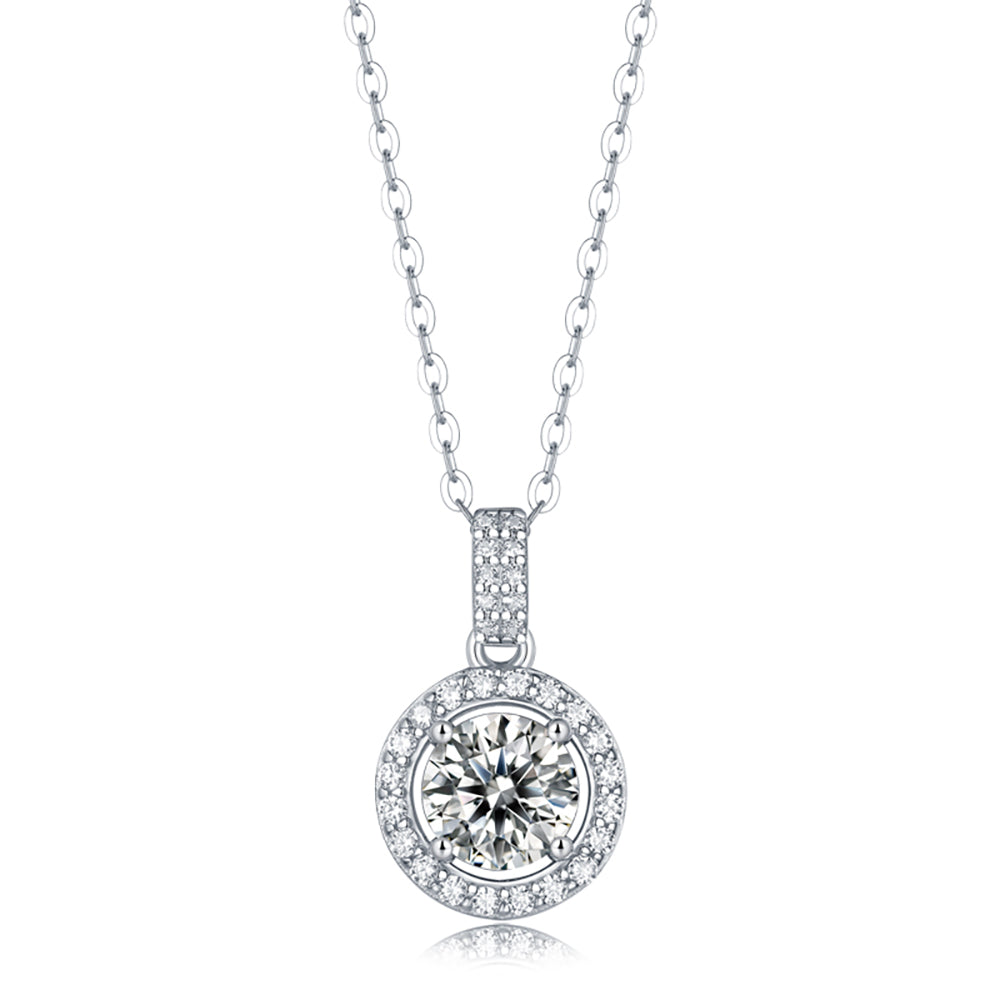 Radiate Beauty - Sparkling 1ct Moissanite Pendant on S925 Silver Chain(GZJZ-P9373-6.5)